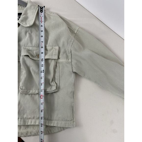 Zara Womens Button Down Jean Jacket Mint Green Cotton Size Small - Picture 8 of 8